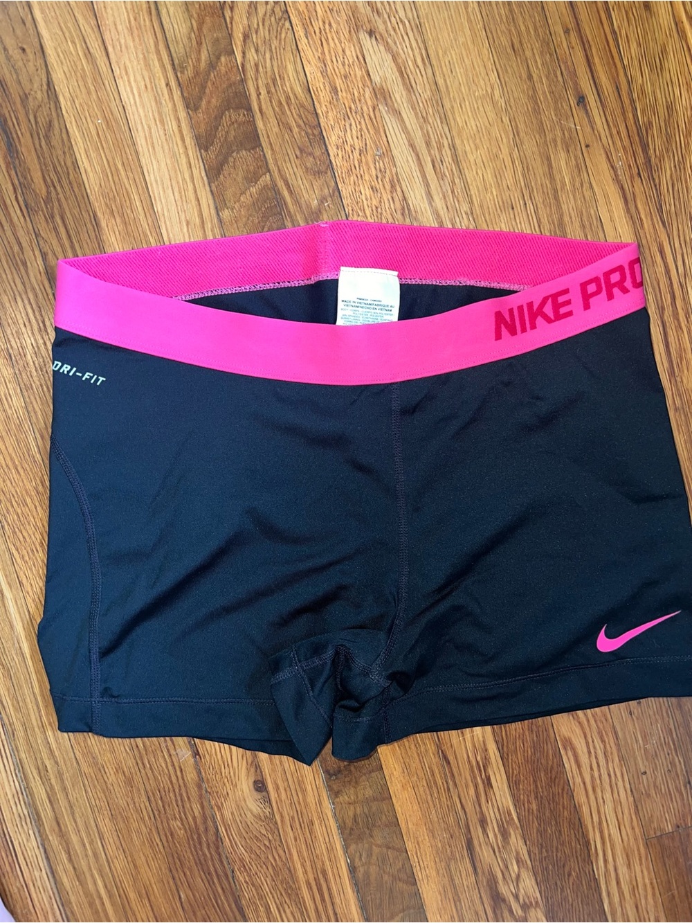 Nike Black Compression Shorts with Hot Pink Waistband Size S/M